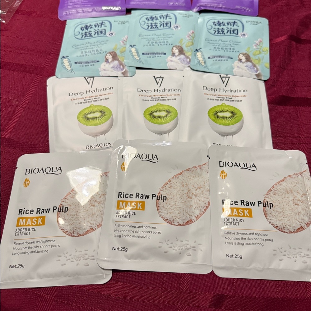 Bioaqua 12  Women Skincare Mask Variety Pack - Purple, Teal, White, Green, Red